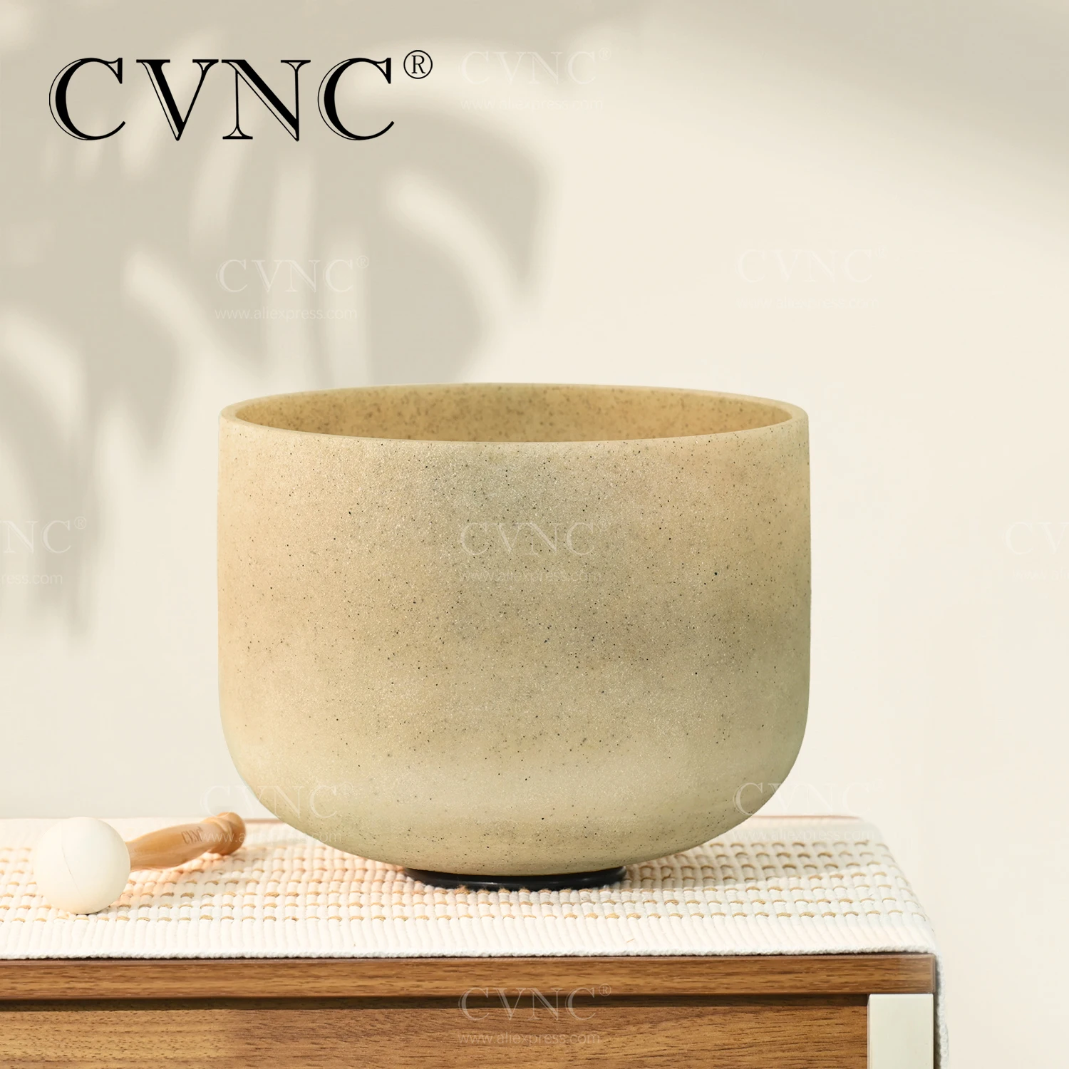 

CVNC 12 Inch E Note Color of Tea Topaz Gemstone Chakra Frosted Quartz Crystal Singing Bowl with Rubber Mallet and O-ring