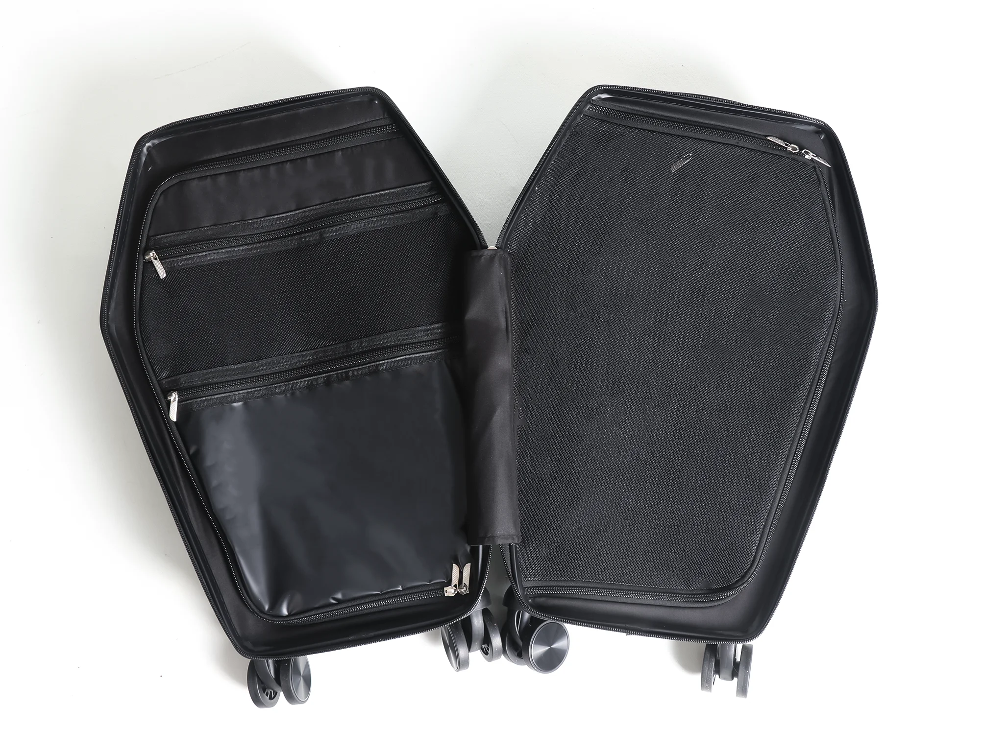 20 Inch Gothic Style Multifunctional Trolley Suitcase with Password Lock Coffin Shaped Storage Box