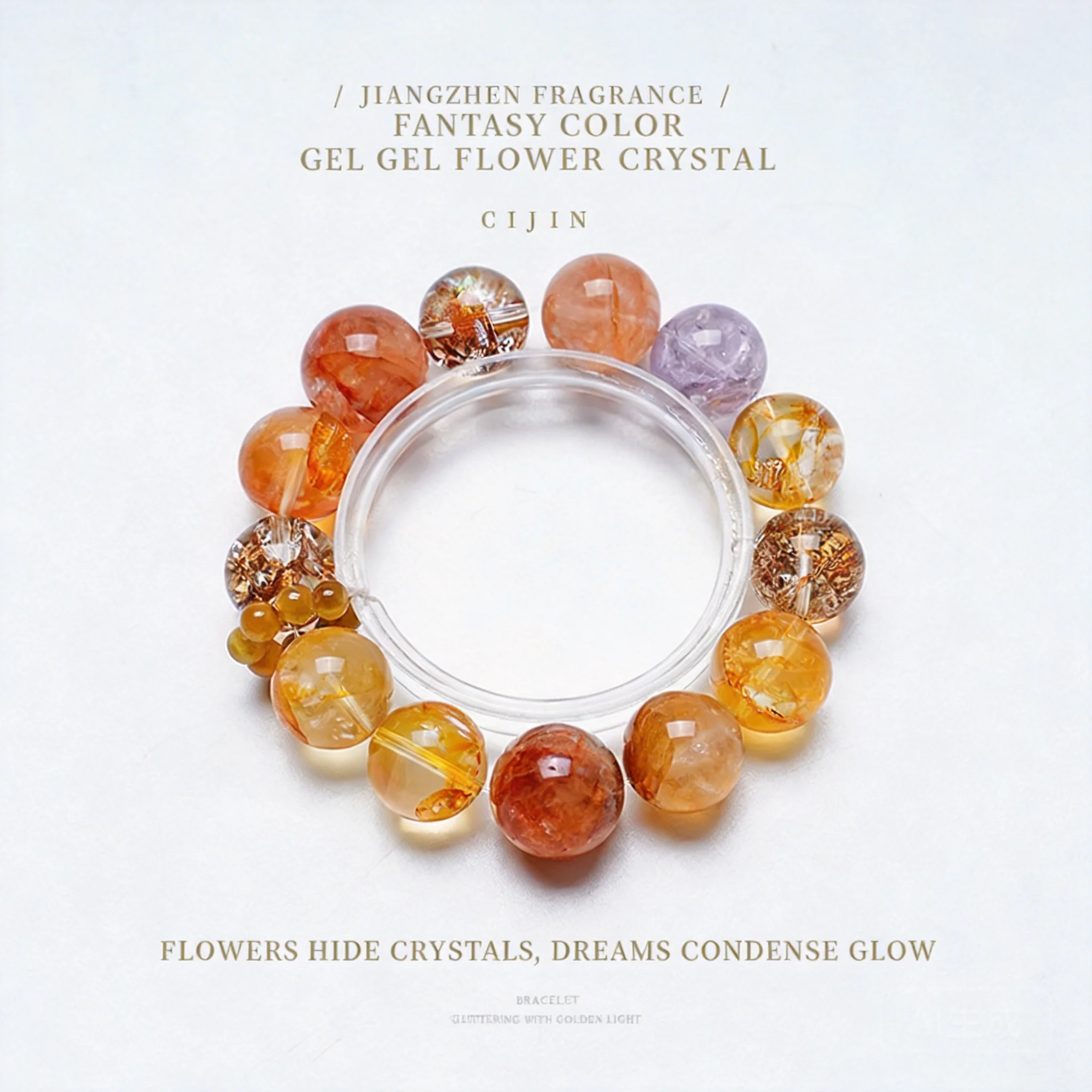 Chinese Style Lucky Koi Natural Golden Tiger Eye Red Yellow Gum Flower Purple Crystal Beaded Bracelet Women Wealth Attracting