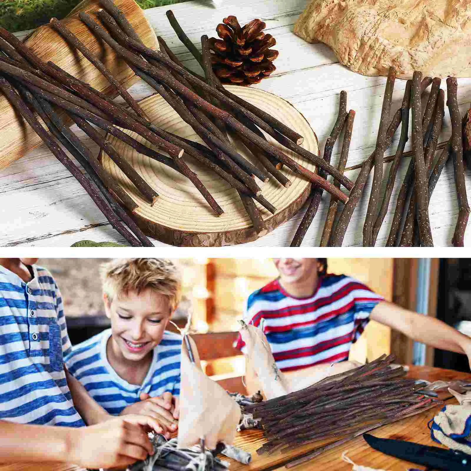 50 Pcs Craft Sticks Log Wood Branches For Crafts Long Wooden Rustic Home Decors