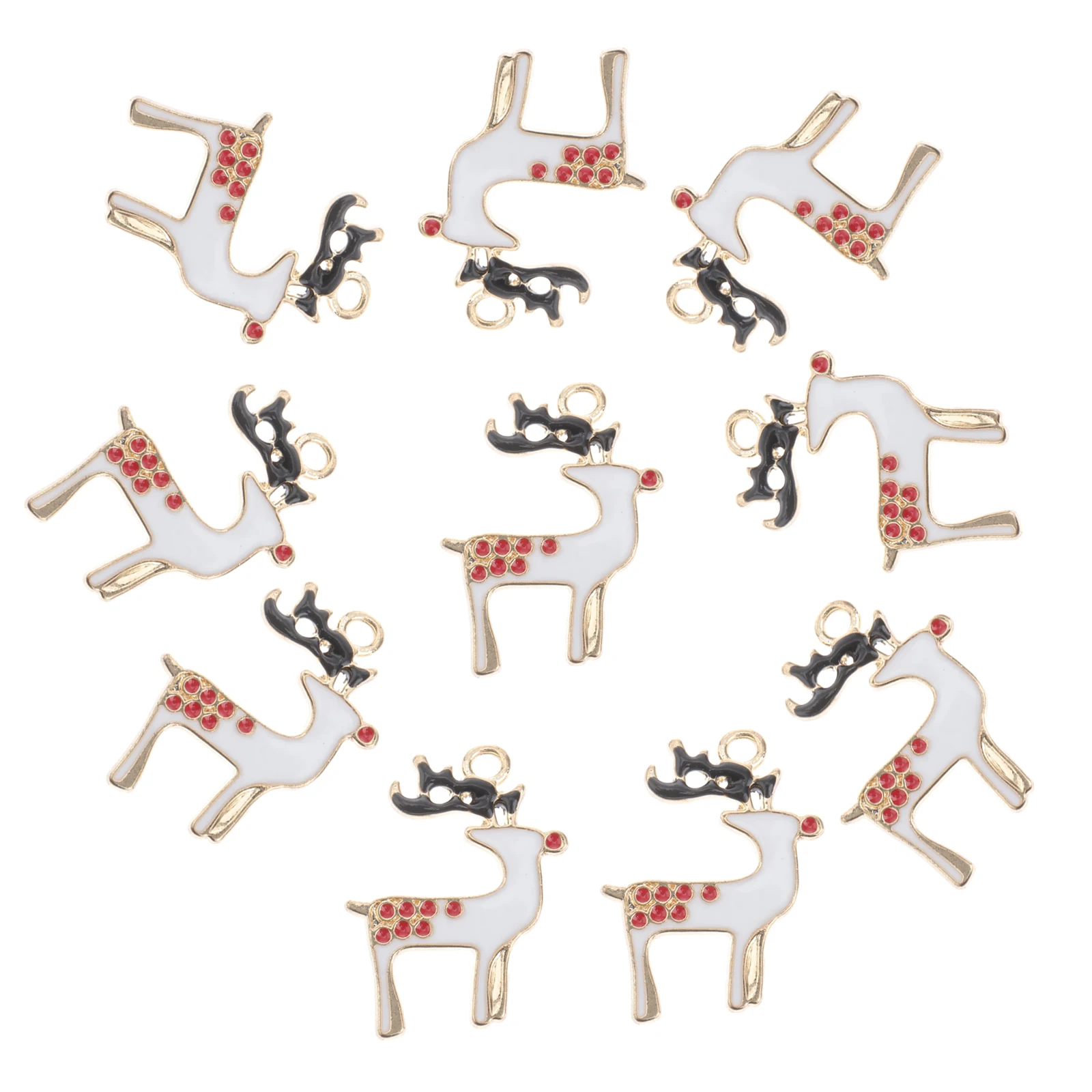 

10 Pcs Christmas Deer Ornaments Enamel Alloy Charms for Bracelet Necklace DIY Jewelry Making Crafts Pendant Accessories