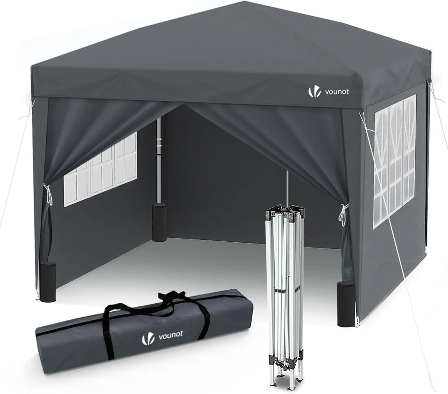 VOUNOT ® Carpa Plegable Gazebo 3x3m con 4 Paredes y 4 Bolsas de Arena, Cenador Pabellón de Jardín para Camping, Fiestas, Exterior