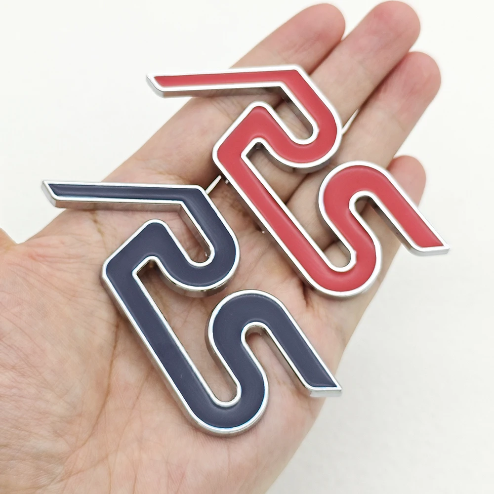 Insignia de Metal 3D para coche, Logo RS, emblema de rejilla delantera, pegatina para guardabarros y maletero para Ford Fiesta Focus Escort Mondeo Kuga Mustang, accesorios