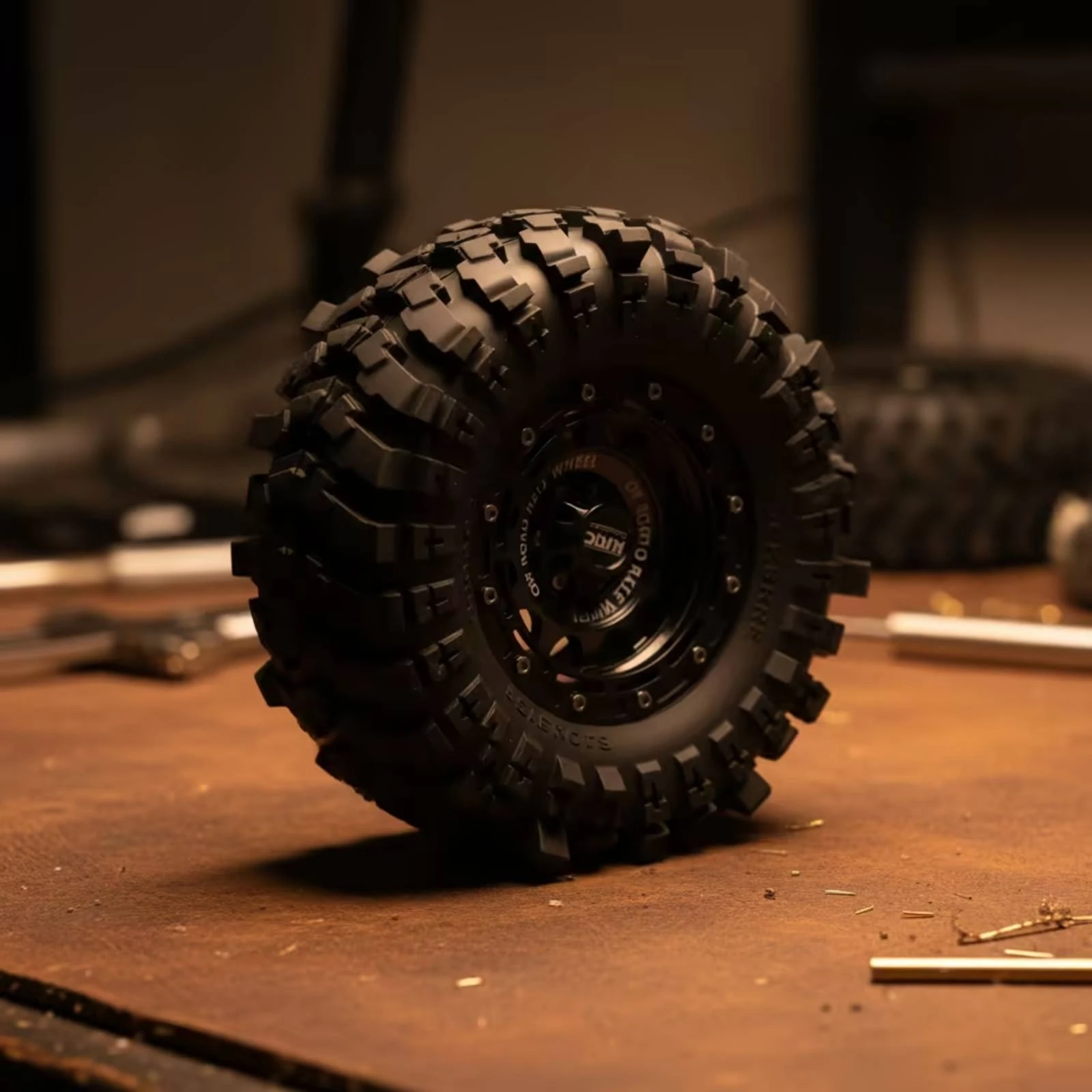 4 Pieces RC Crawler Wheel and Tire Assembly Deep Groove Pattern Wheel and Tire Set with Beadlock Rim Tires High Traction