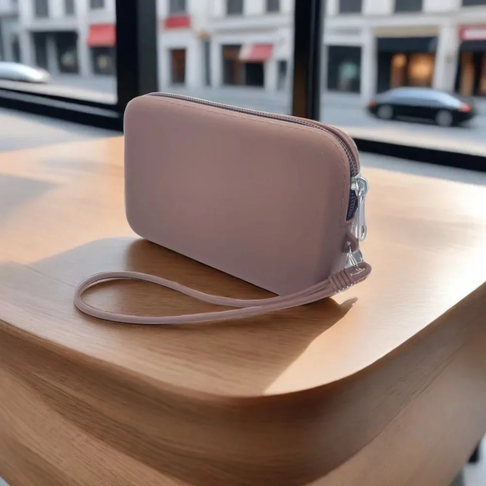 Portable Silicone Coin Purse Zipper Solid Color Travel Pouch Waterproof Stationery Bag Students