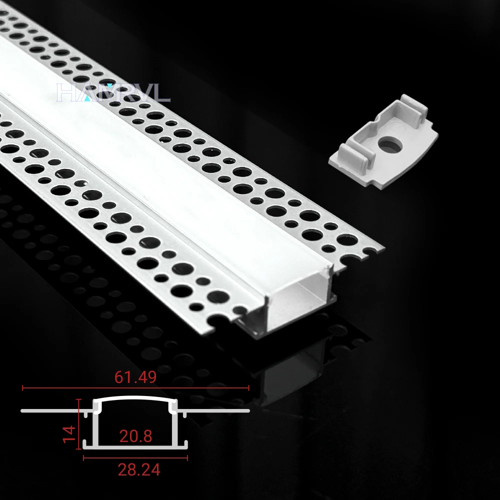 1-30PCS 0.5M 1M LED Strip Light Efficient Aluminium Profile Embedded Installation Dimmable For Ceiling Wall Indoor Lamp
