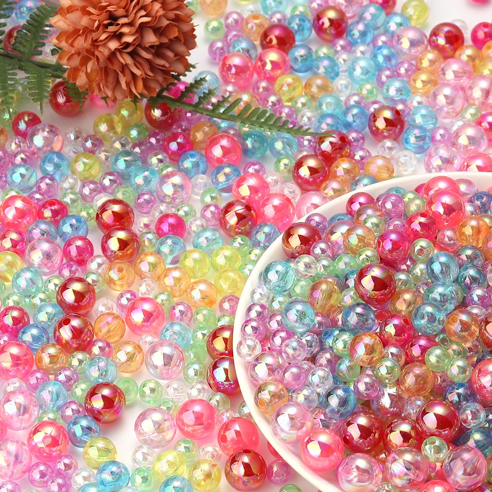 50–300 Stück transparente Milchperlen in AB-Farbe, runde Acrylperlen für die Schmuckherstellung, 6, 8, 10, 12 mm, lose Distanzperlen, DIY-Armband – Detail 7