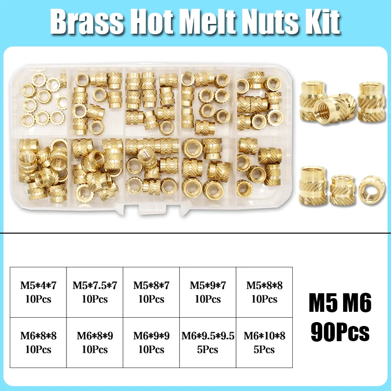M2 M3 M4 M5 M6 M8 Messing Wärmeeinsatz Mutter Sortiment Set Hot Melt Rändelgewindeeinsatz Einbettung Kupfer Mutter 3D-Druck Nutinsert – Detail 12