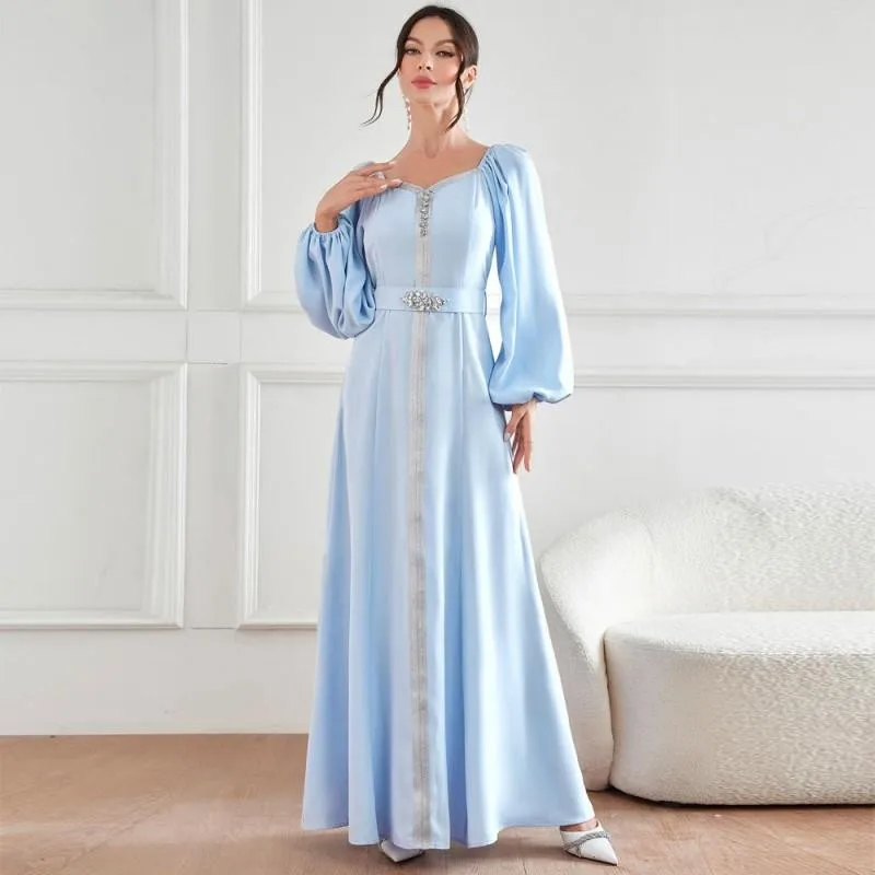 Oem Dubai Arab Middle East Islamic Clothes Women Muslim Elegant High-waist Dress Robe Women Modest Abaya Muslim Dress for Ladies