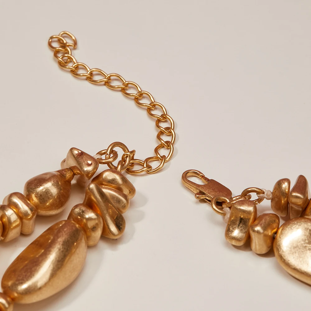 Retro Irregular Gold-plated Beaded Necklace In A Fashionable And Elegant Punk Style Women's Necklace Free Shipping