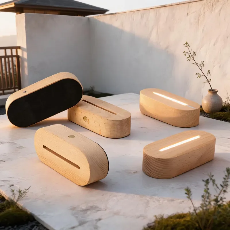 Smart Folding Portable Speaker High Definition Sound Long Distance Connectivity for Parties Home Outdoor Use with Wooden Lamp