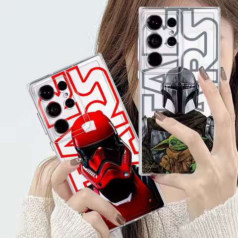 Star Mandalorians W-Wars Clear Case for Samsung Galaxy S24 S25 Ultra S20 FE S21 S22 S10 Plus S23 Ultra S23 FE Note 20 Ultra