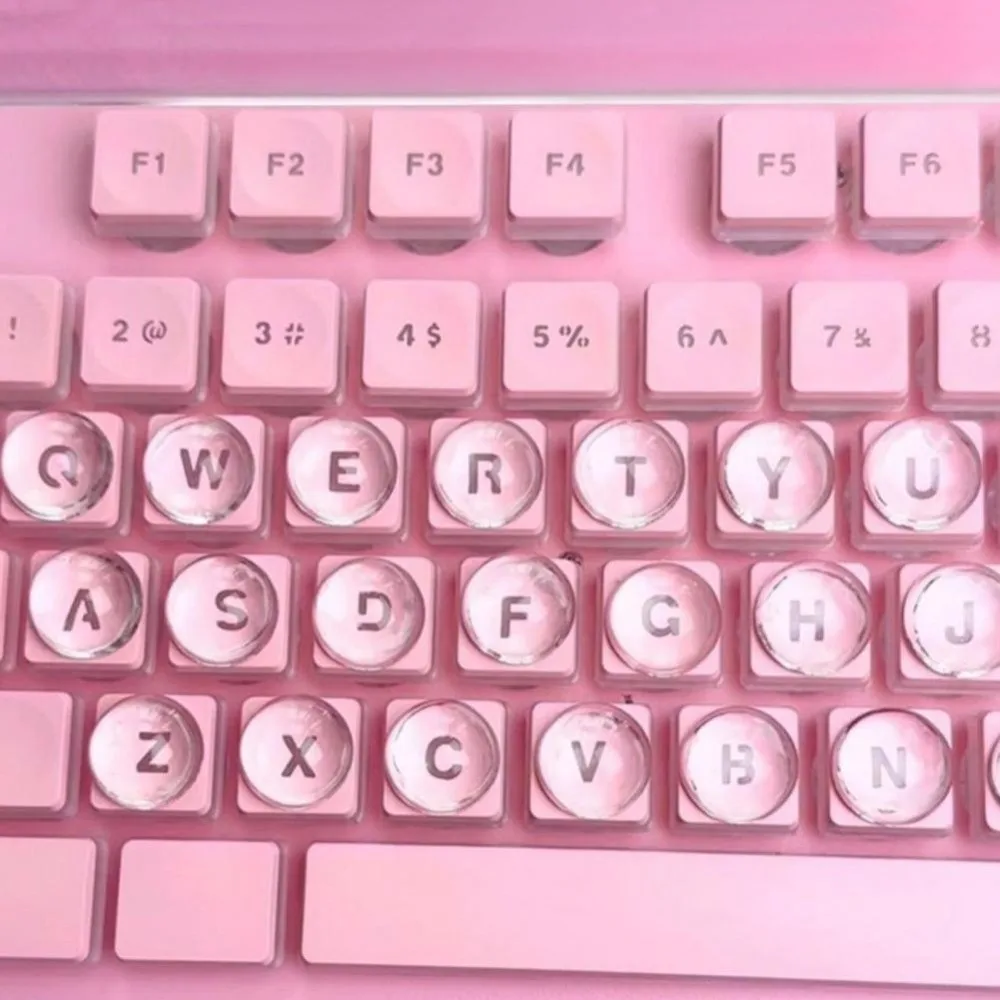20Pcs New Transparent Nail Keyboard Stickers Round 3D Key Caps Cartoon Heart Typing Protective Cover For Long Nail