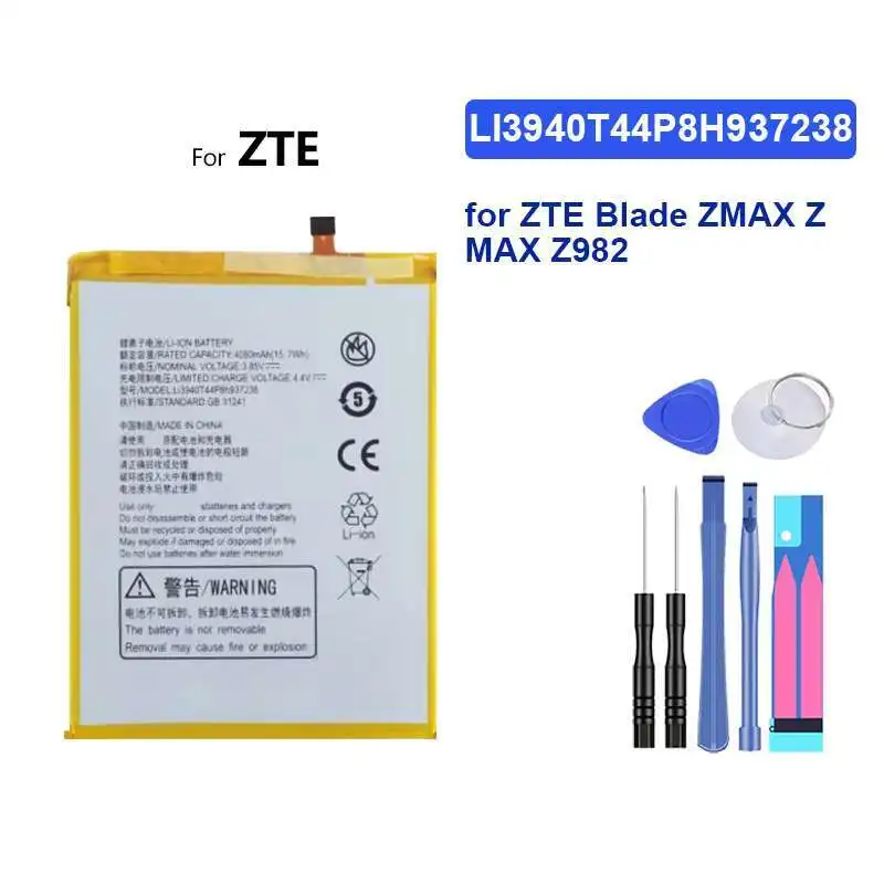 

For Zte Blade Zmax Z Max Z982 Mobile Phone Battery LI3940T44P8H937238 Safe 4050Mah