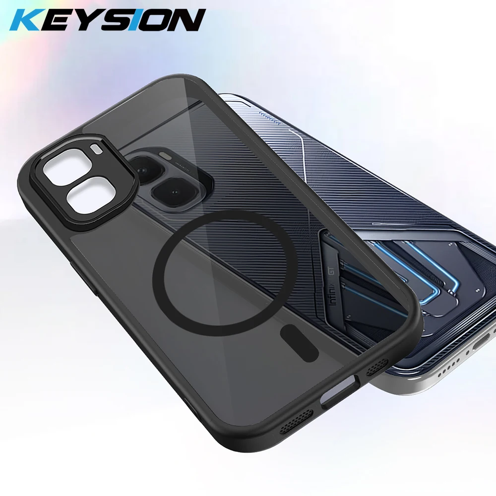 

KEYSION Magnetic Phone Case for Infinix GT 50 Pro 5G Silicone+PC Matte Translucent Black Shockproof Cover for Infinix GT 50 Pro
