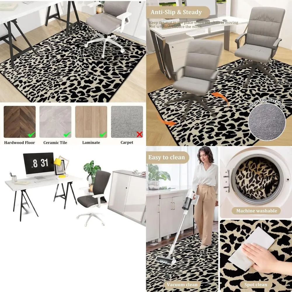 

Hardwood Floor Office Chair Mat, 72x48 Large Desk Mat Protector, Easy Glide, Nonslip, Machine Washable, Modern Style