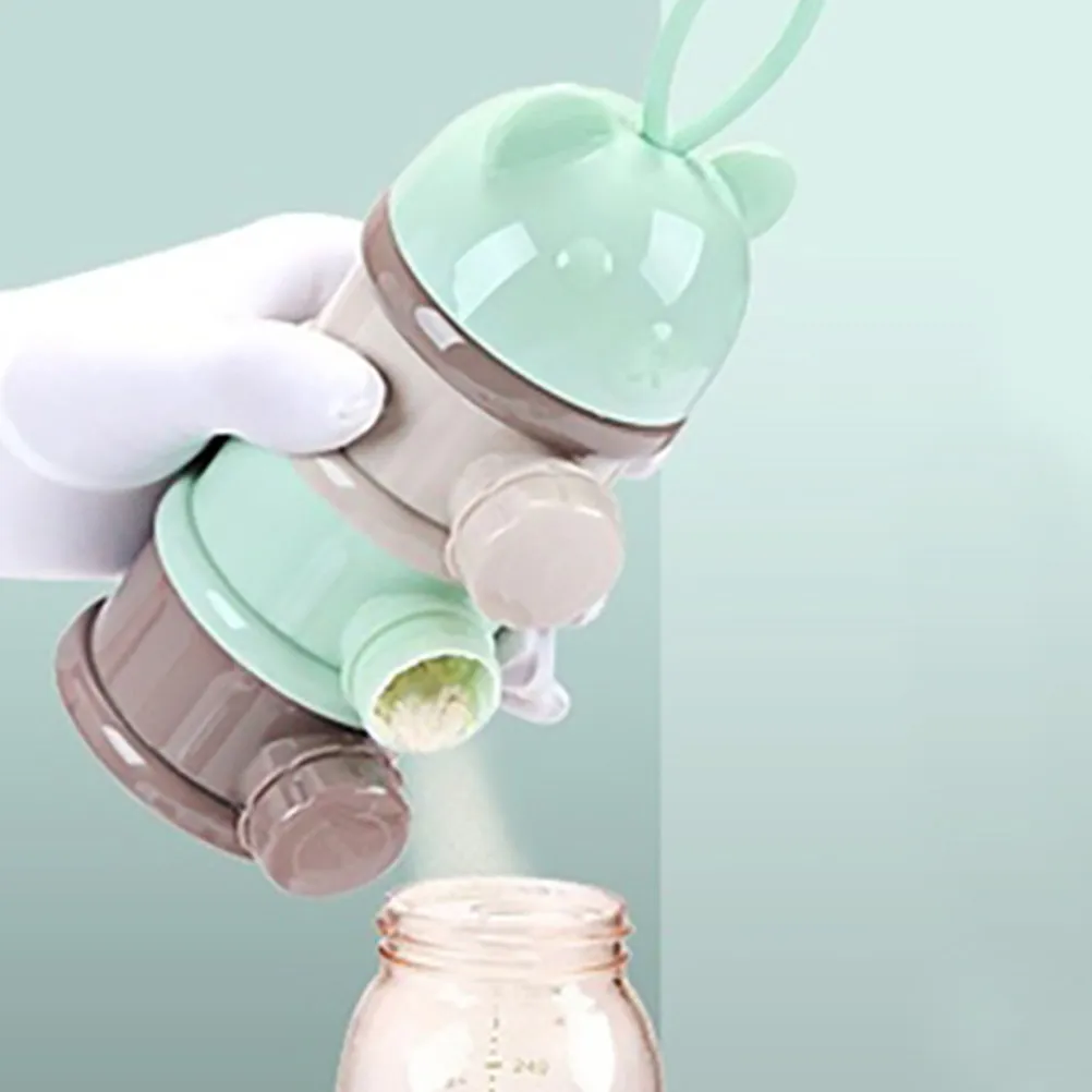 

2Pcs Travel Formula Dispenser Portable Milk Powder Box Stackable Four Compartment Side Opening Non-Spill Kids Snack Protein