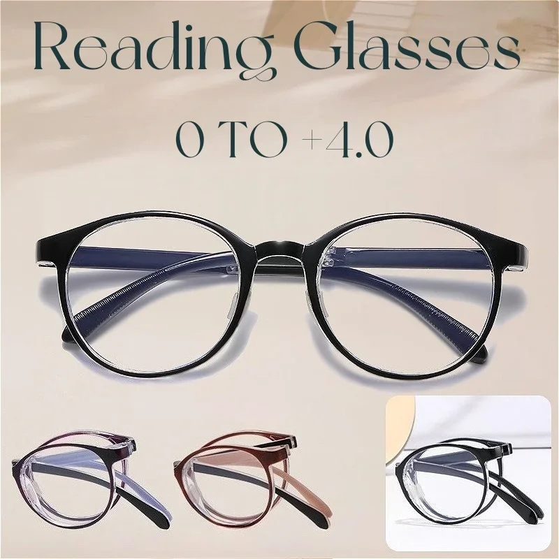 

New Fashionable and Portable Folding Presbyopia Glasses Anti Blue Light Round Reading Glasses for Middle-aged and Elderly People