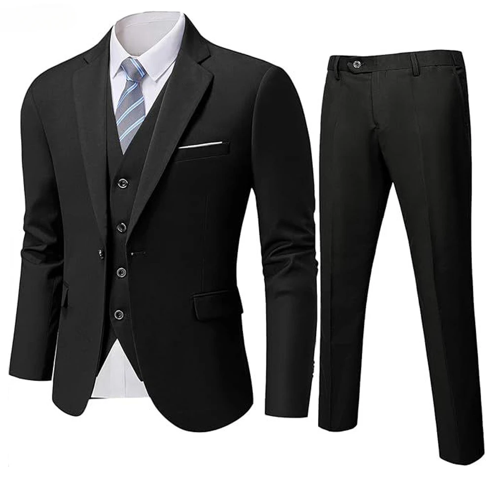 Men Suits Wedding 3 Pieces Elegant 2 Outfit Set Blazers Jackets Vest Pants Fashion Luxury Summer Classic 2024 Formal Clothing