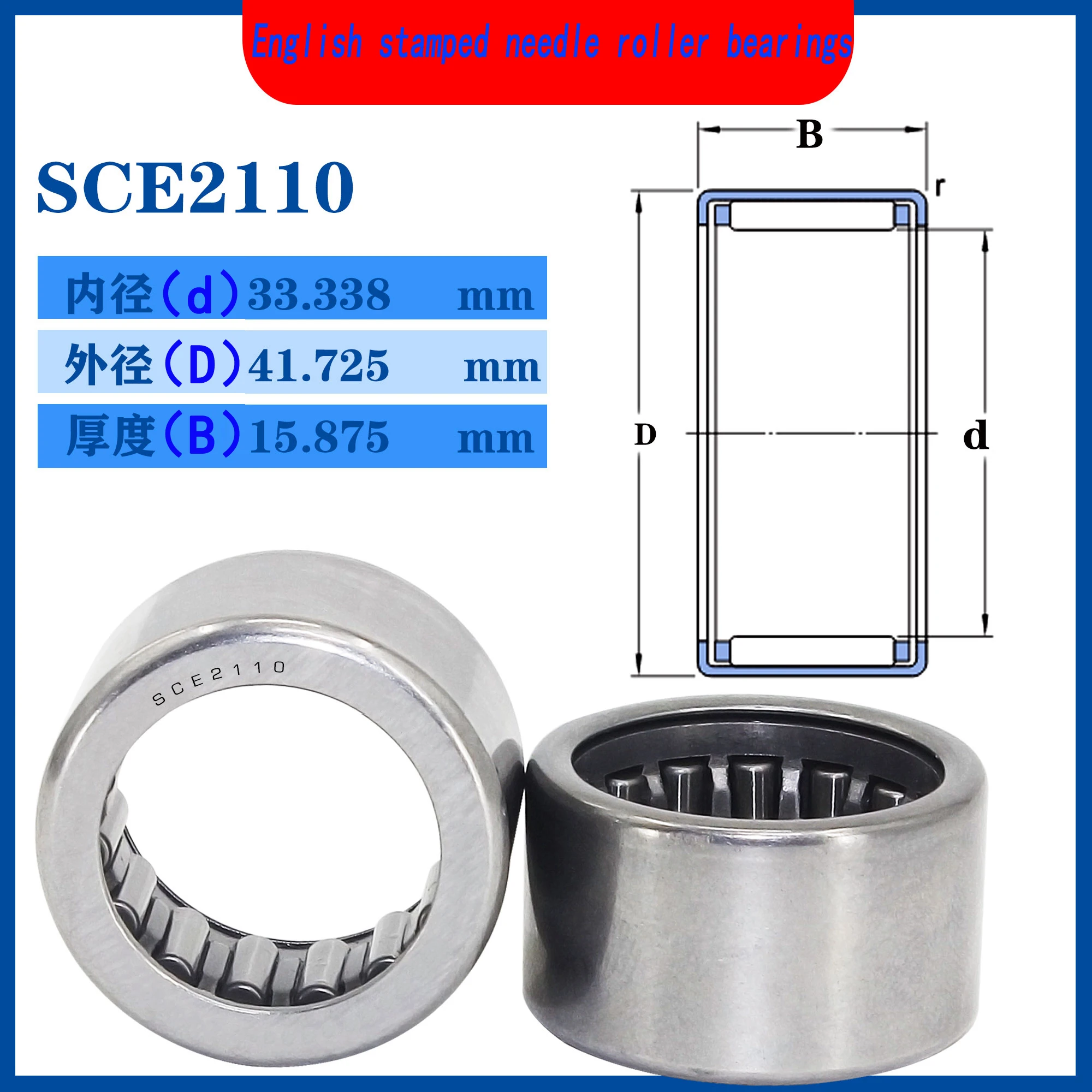 Wzzg sce2110 Lager 33.338*41.725*15,875mm (4 Stück) gezogene Becher Nadellager sce Lager