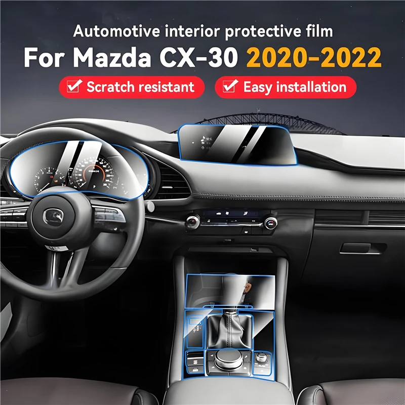 

For MAZDA CX-30 CX30 2020 2022 Car Interior Center Console GearBox Panel Navigation Transparent TPU Protective Film Anti-scratc