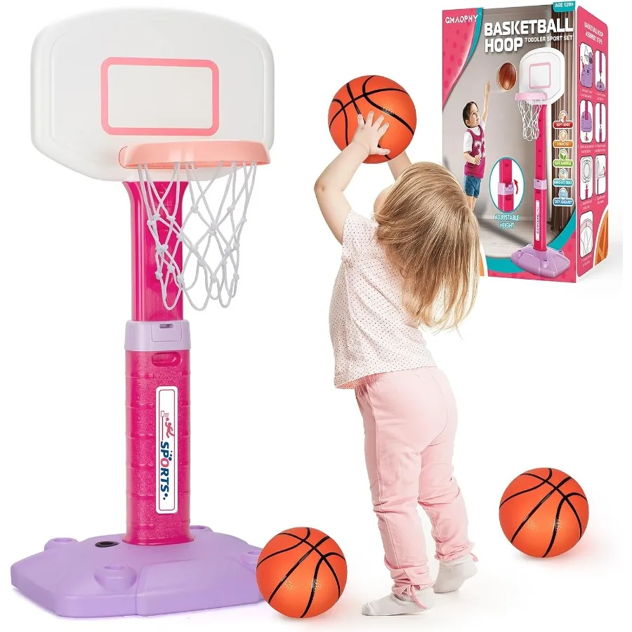 Mini aro de baloncesto ajustable para niños pequeños de 1 a 3 años, uso interior y exterior con 3 pelotas, juguete deportivo perfecto para cumpleaños, Navidad G