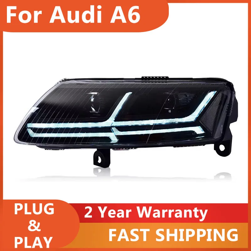 

Автомобильные аксессуары для Audi A6: Фары 2004-2011, A6L, с ДХО, указателями поворота, ближним и дальним светом, линзой-проектором