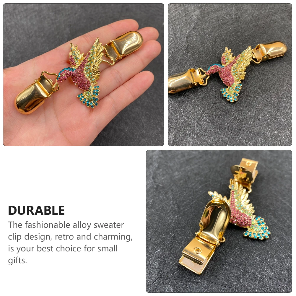 Sweater Clip Rhinestone Cardigan Clips Chain Cardigan Clip Decor Fashion Alloy Lightweight Durable Zinc Safe Clothes Decor