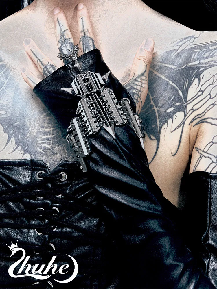 

ZHUHE Cross Ring Bracelet For Women Rock Fashion Style Copper Alloy Jewelry Party Gift