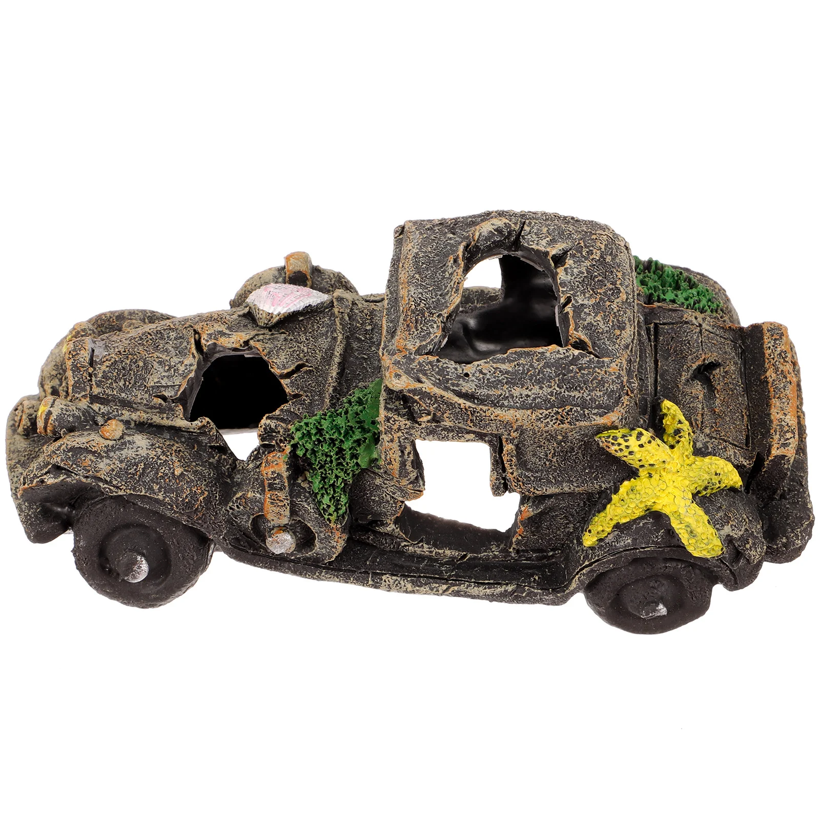 

Car Wreck Aquarium Resin Decoration Fish Tank Ornament Shelter Aquarium Decoration Resin Fish Hidden Cave Reptile Habitat