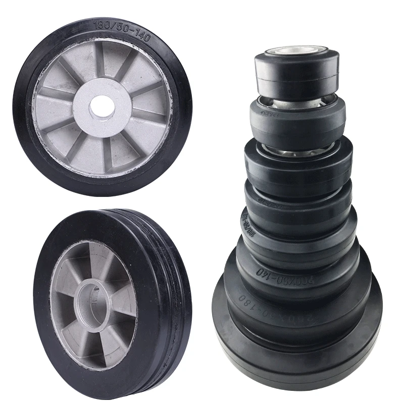 1 PC - Heavy Duty Aluminum Core Rubber Wheel/Forklift Wheel 100/125/160/180/200/250/300mm Floor Scrubber 250*50 Quiet Push Wheel