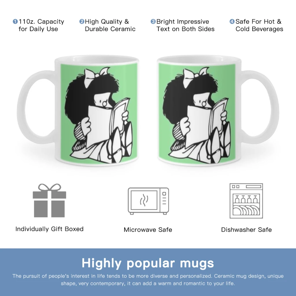 Mafalda Coffee Milk Cup Mocha Mug Kawaii Cups Oryginalne kubki 11 uncji