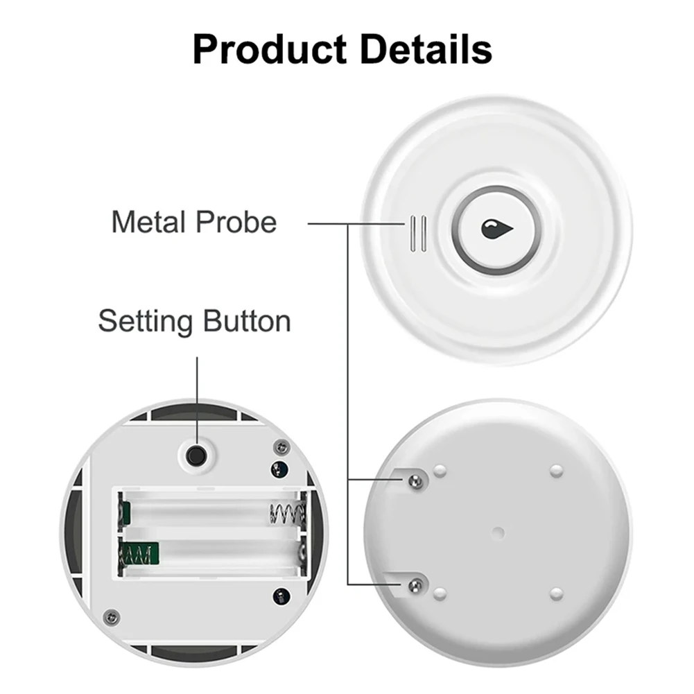 SQPP-Tuya Wifi Flood Sensor Smart Life App Water Leak Sensor Detection Loudly Sound Alarm Linkage Alert Application