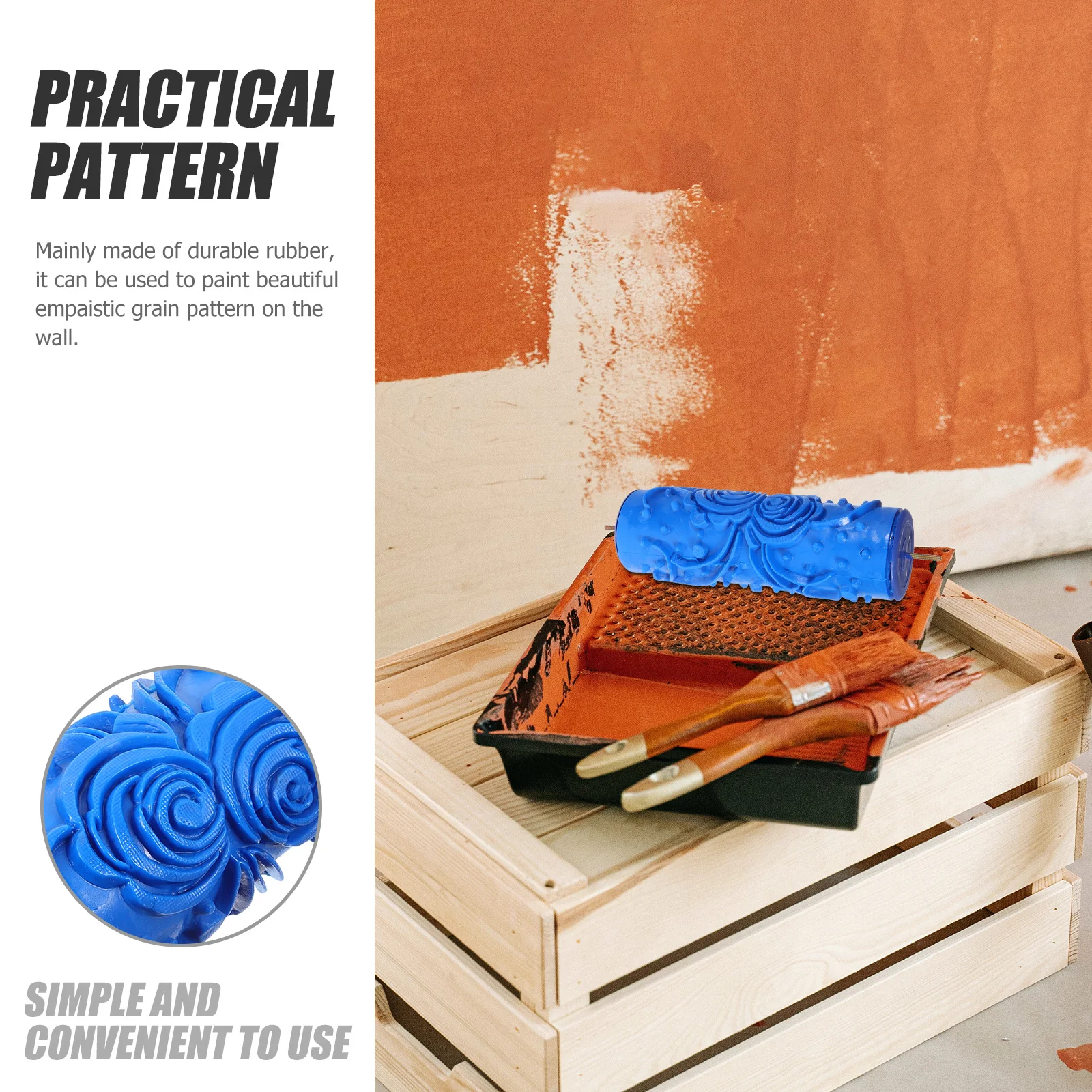 

Зерновые валики, синяя краска, инструмент для обоев, прочная резина, сделай сам, украшение для стен, эмпаистический узор, дизайн, валик для краски