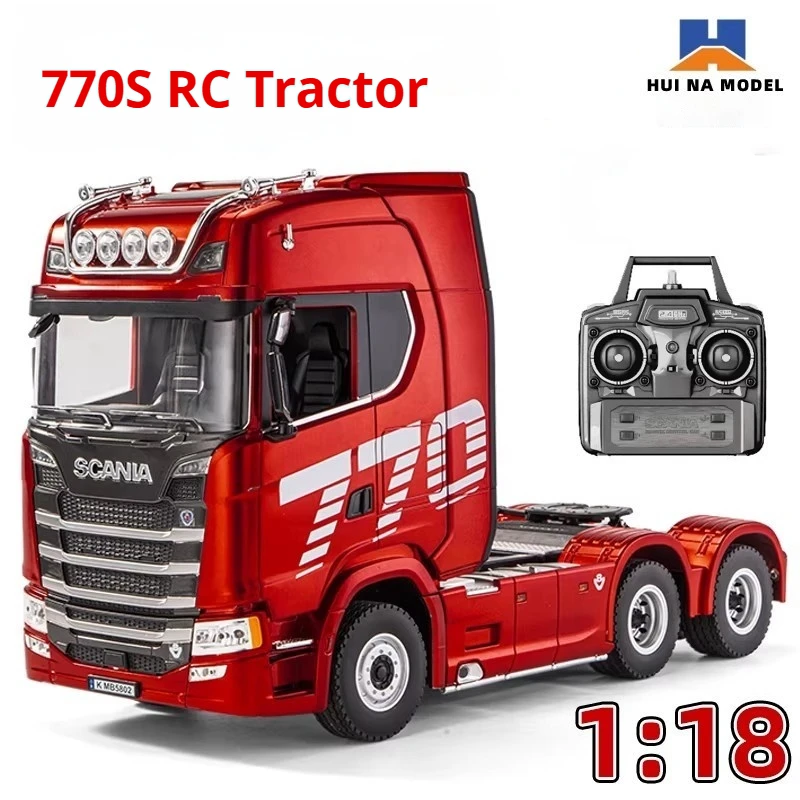 Huina 1/18 770S Rc Truck 1501 770s Alloy Tractor 2.4g Remote Control Engineering Trailer Truck With Light And Sound Toys