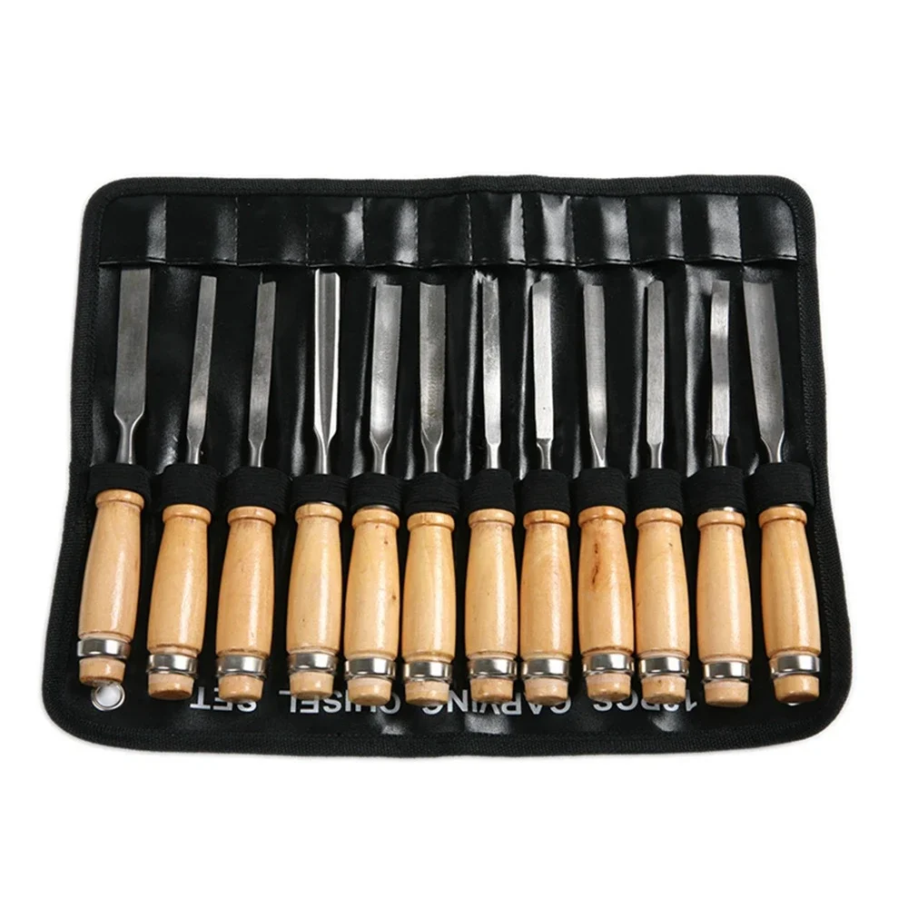 Krachtige 12PCS Wood Carving Hand Chisel Set Woodworking Professional Lathe Gouges Tools