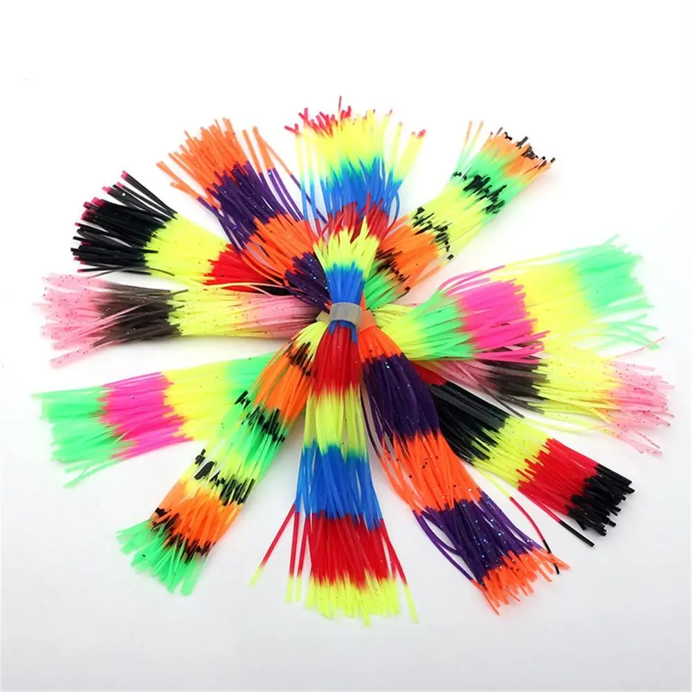 50 Strands Baitfish Silicone Skirts Fly Tying Material DIY Buzzbaits Spinner Rainbow Color Barred Color Jig Squid Skirt