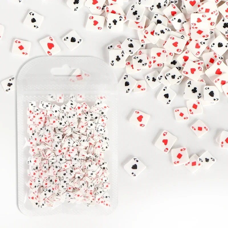 Poker Polymer Clay Fatias de Cartas de Jogo Flocos, Enchimento de Resina Epóxi Boca, Epóxi Silicone Pingente, Suprimentos DIY, 10g