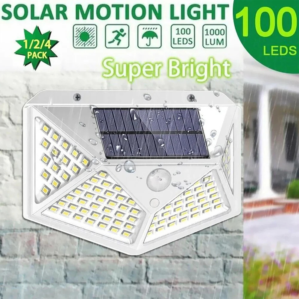 Pop Solar Lights Outdoor ,100LED/3 Modes 270° Lighting ,PIR Angle Motion Sensor Security Lights, IP65 Waterproof Wall Lights Sol