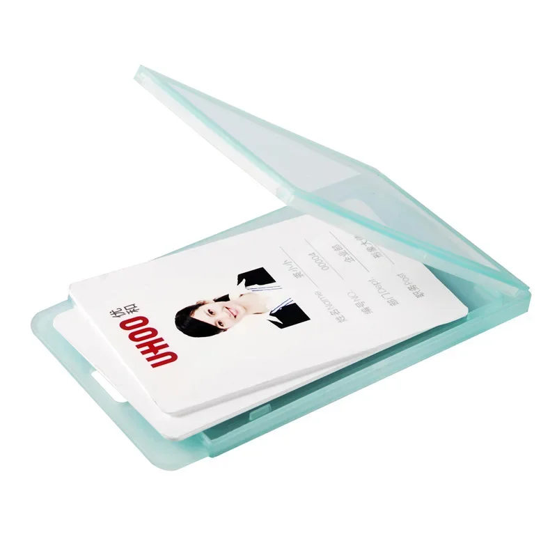 Frosted Transparent ID Tag Working Permit Case for Staff Workers Flip Cover Badge Holder Pass Work Card Sleeve Name Card Badge