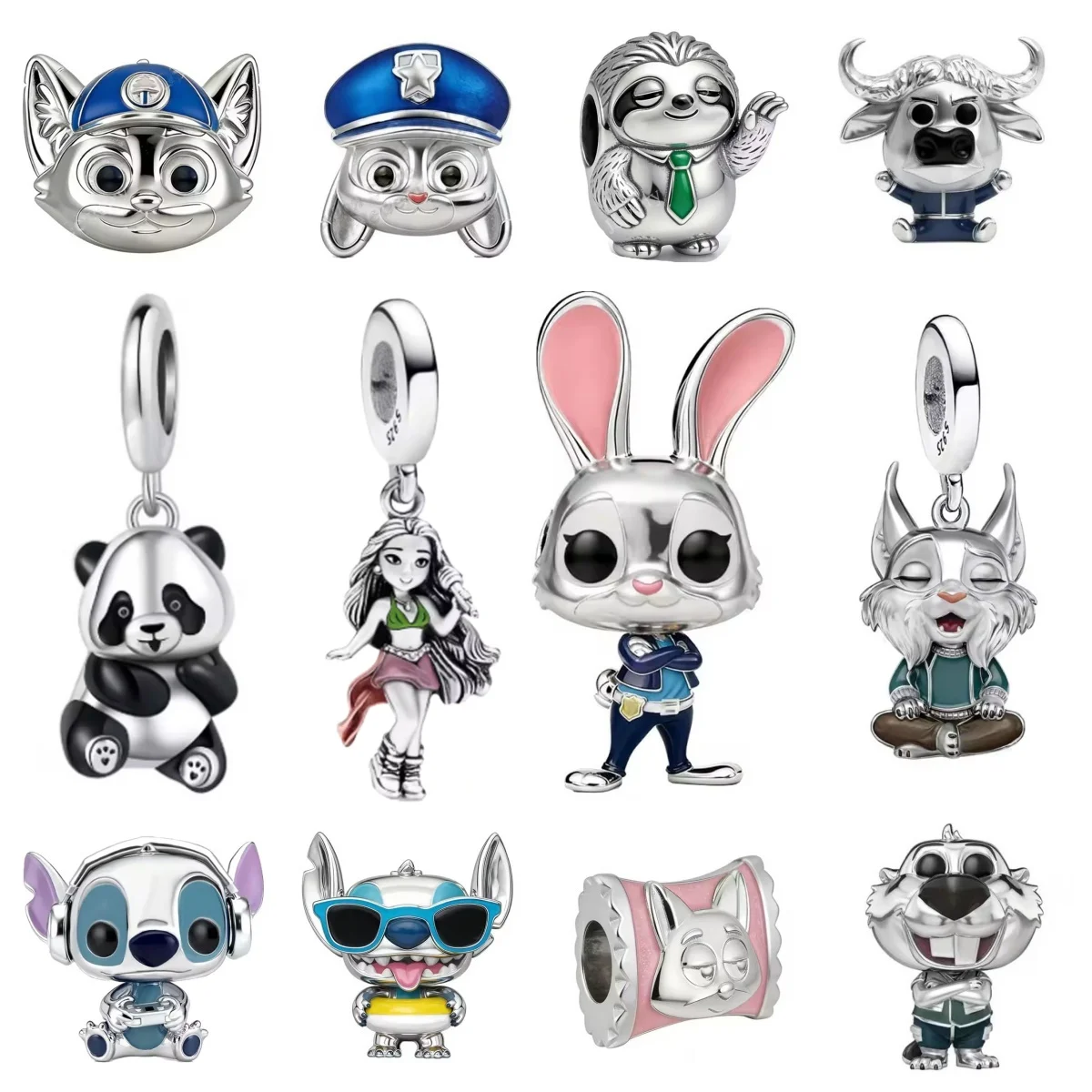 

Серьги Animal City из серебра 925 пробы с бусинами в виде кролика, лисы, ленивца, панды от Disney, ручной работы, для самостоятельного изготовления браслетов, модные аксессуары, подарок для девочки