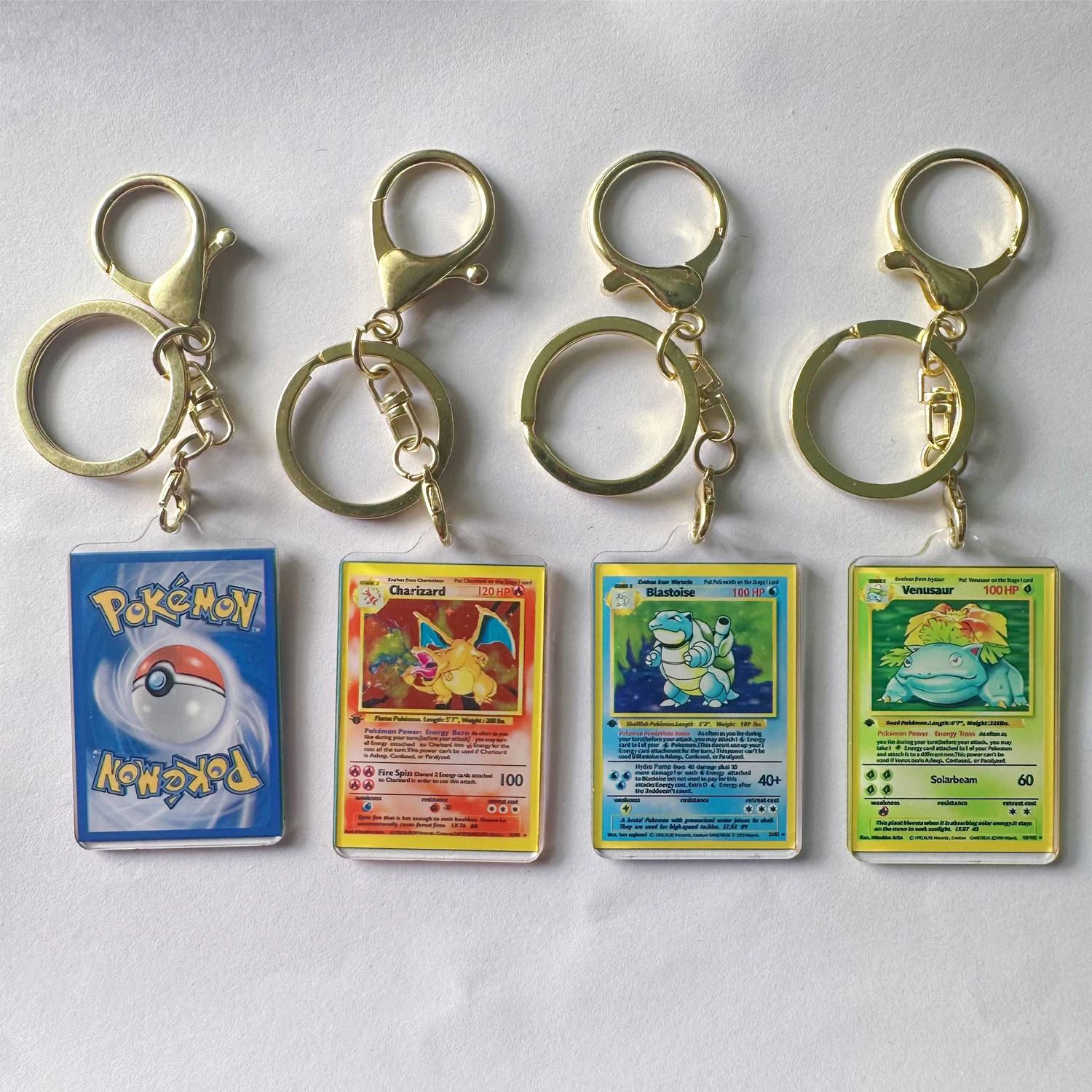 Anime Pokemon Venusaur Charizard Mewtwo Blastoise Self Made Acrylic Card Style Keychain Classics Game Collection Cards Toy Gift