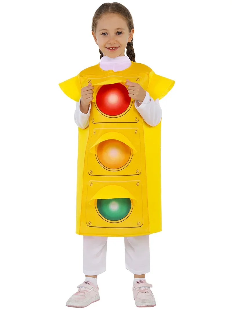 2025 Girl Boy Halloween  traffic light Cosplay traffic cone jumpsuit Costume Kid Halloween Children's animals