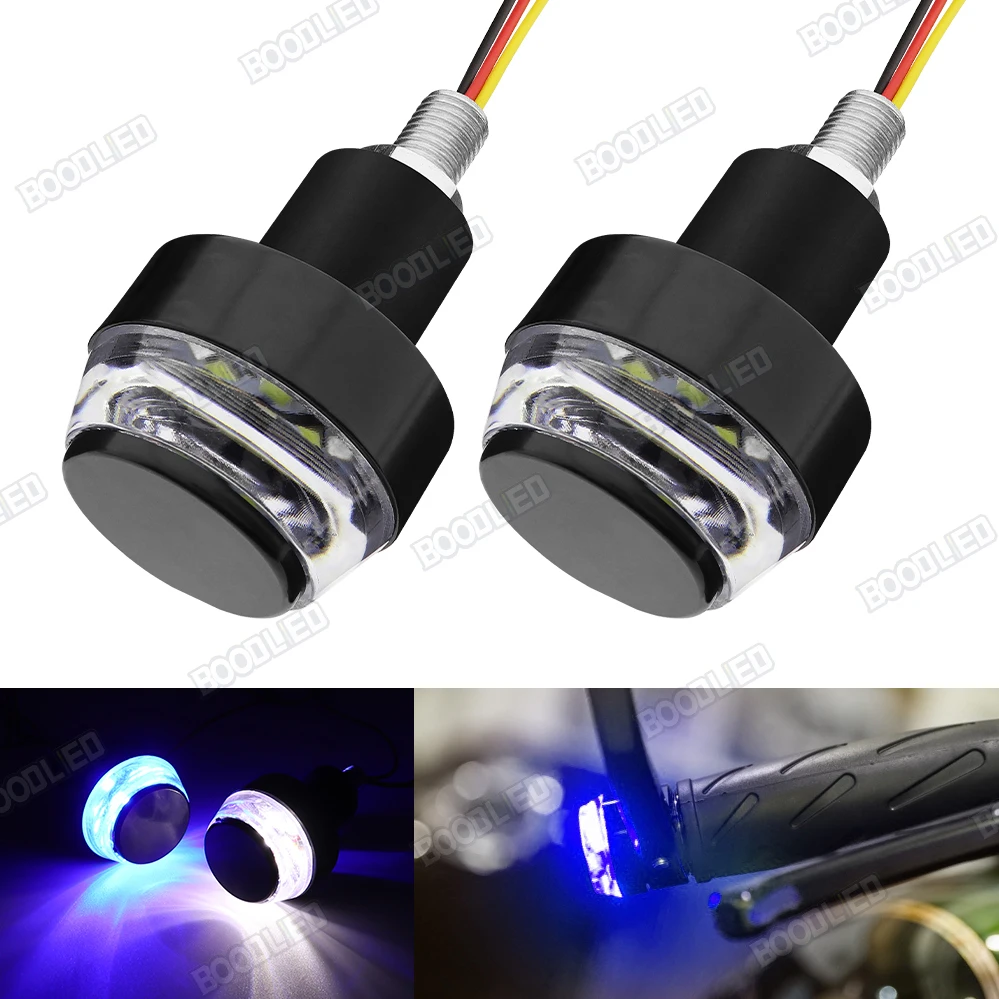 Motorcycle Turn Signal Lights Yellow+Red、Blue、LED Handle bar End Blinker for 22mm Double Colors LED Side Marker Lamp 2pcs .