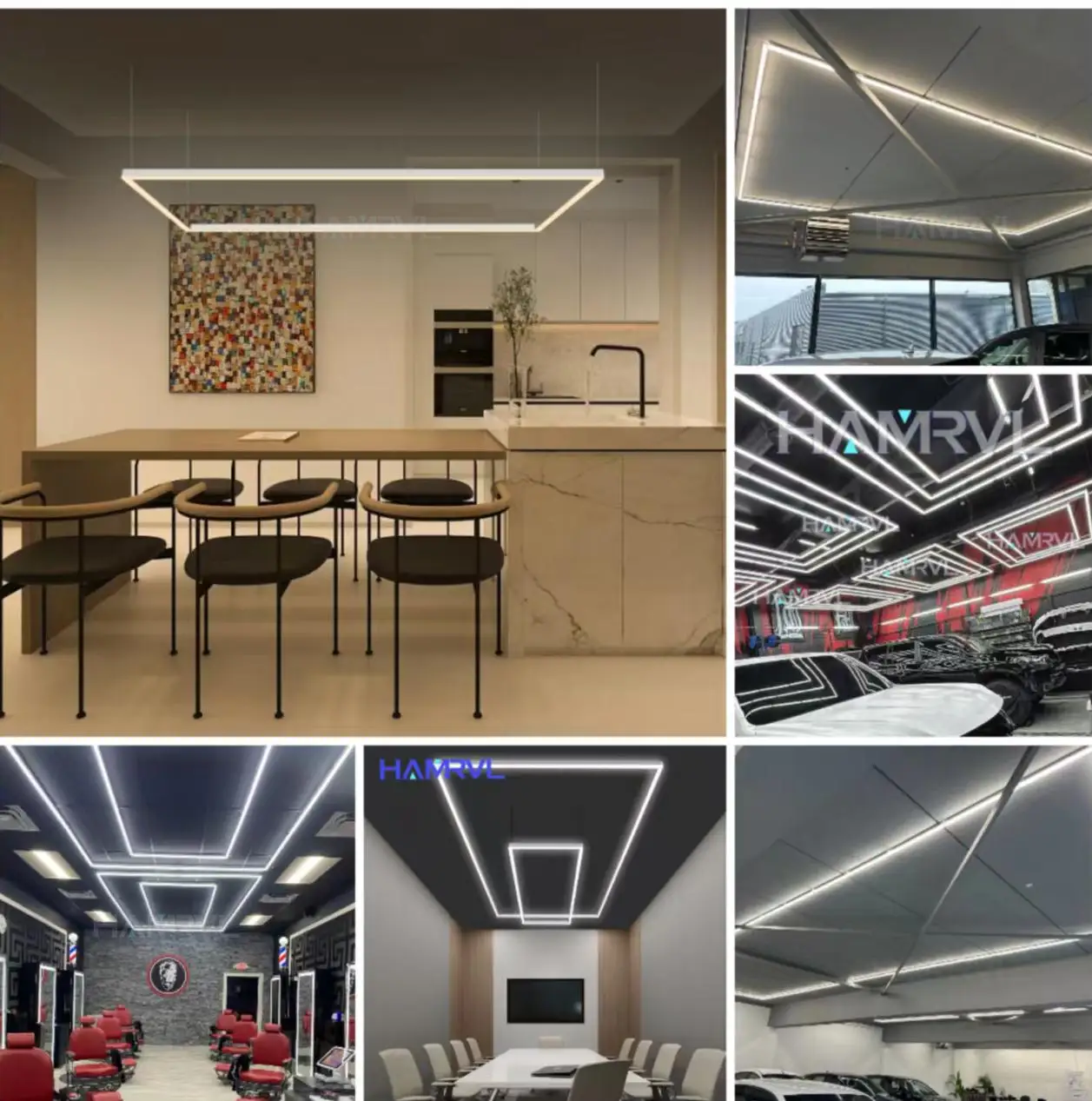 LED Rectangle Lighting 4S car showroom Barber Workshop Office Desk Ceiling Lamp Color change Dimmable Garage Hexagon Lights Gym - view 6