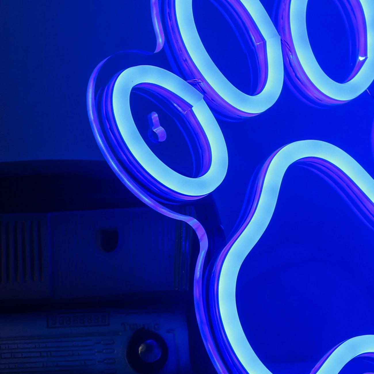 Chi-buy LED Neon Paw USB Powered Blue Neon Signs Night Light 3D Wall Art & Game Room Bedroom Living Room Decor Lamp Signs