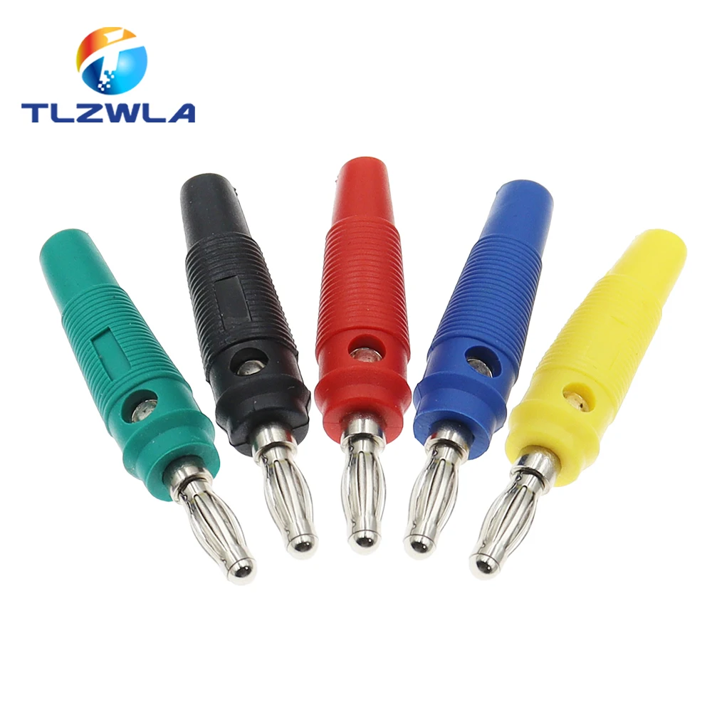 5PCS 4MM Banana Plugs Connector Solderless Video Musical Speaker Stackable Cable Wire Pin Banana Plug Connectors Red Black Blue