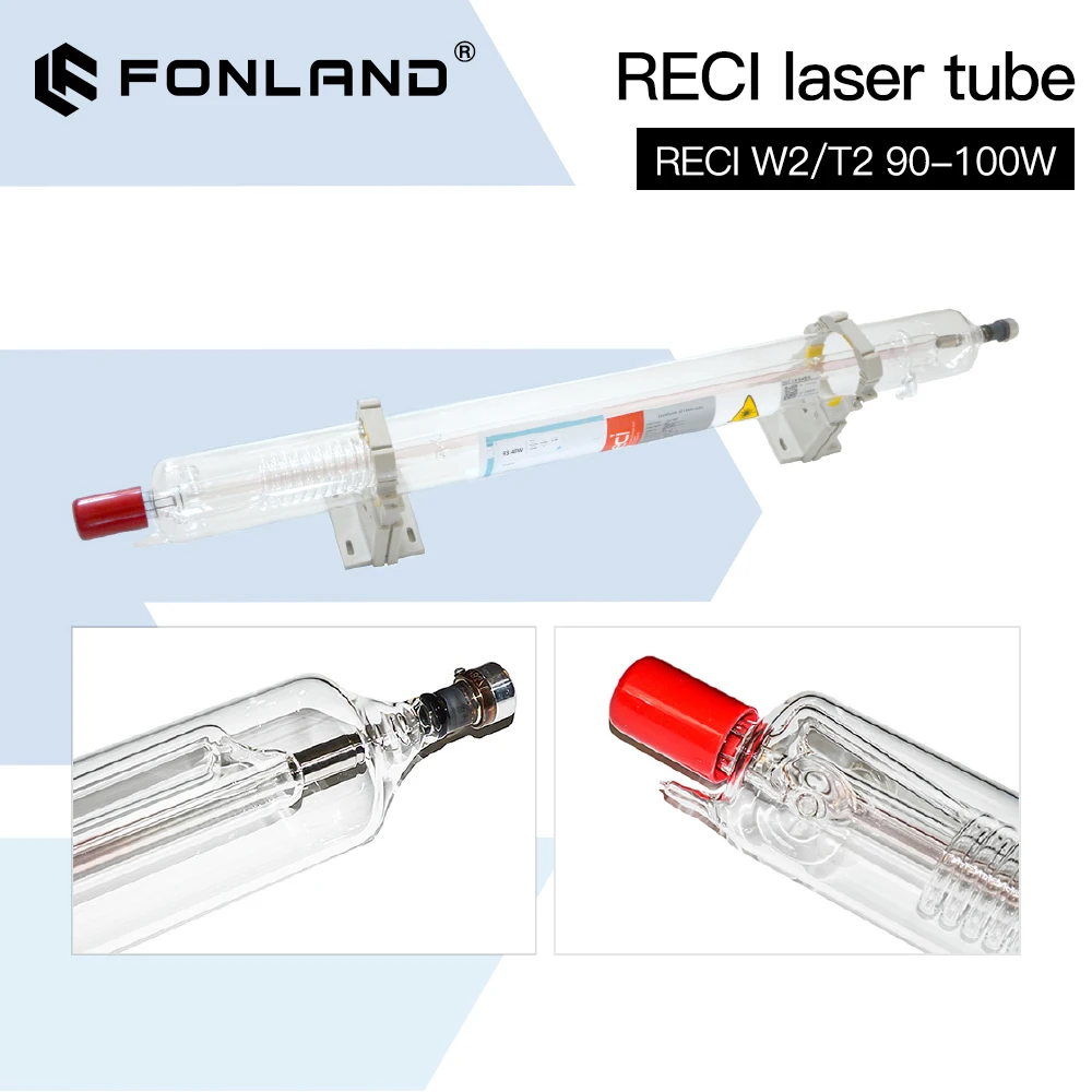 Imagem -06 - Tubo Laser Co2 Fonland Reci Caixa de Madeira Dia de Embalagem w2 t2 Máquina de Gravação e Corte Laser Co2 90w100w s2 z2 80 mm 65 mm