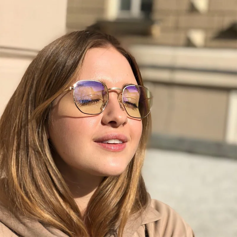 Hexagon Computer Anti-Blauw Licht Bril Mannen Vrouwen 2022 Retro Bijziendheid Optische Fake Eye Brilmonturen Oculos Lunette De vue Homme