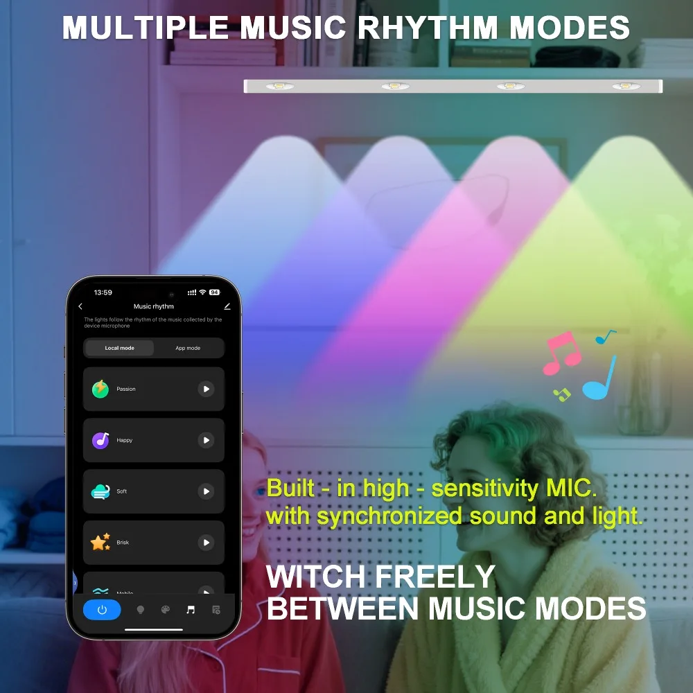 Tuya WiFi 12 فولت RGB اللون تحت أضواء الكابين مع التحكم عن بعد APP عكس الضوء خزانة ليلة مصباح غرفة نوم ديكور مطبخ Fr Alexa